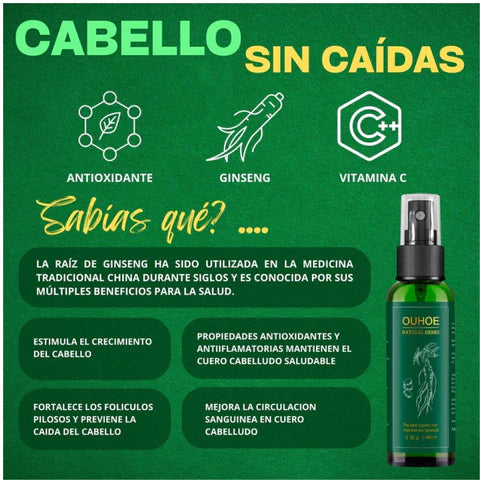 🌿Tónico Capilar OUHOE - 100% Natural para Crecer, Fortalecer y Recuperar Confianza 🌿